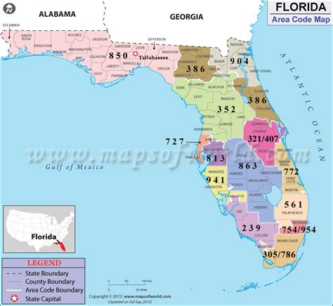 Florida Area Codes Map Of Florida Area Codes