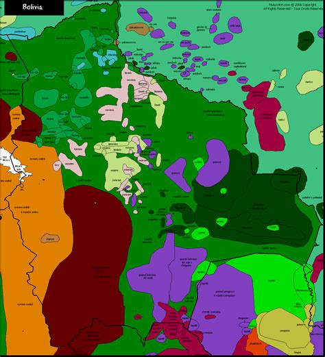 Mapa do brasil, bolívia, paraguai e uruguai; Bolivia - Mapa lingüístico / Linguistic map