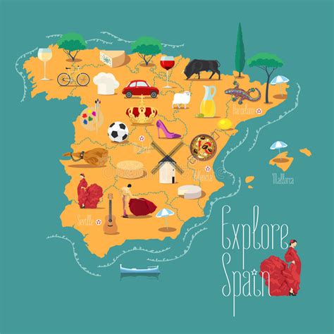 Mapa Da Ilustração Do Vetor Da Espanha Elemento Do Projeto Ilustração