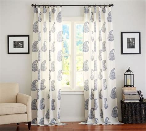 Show all cotton organdy~44 to 60 wide. 2-POTTERY-BARN-RAYNA-PAISLEY-DRAPES-BLUE-50-x-96-NEW-SET ...
