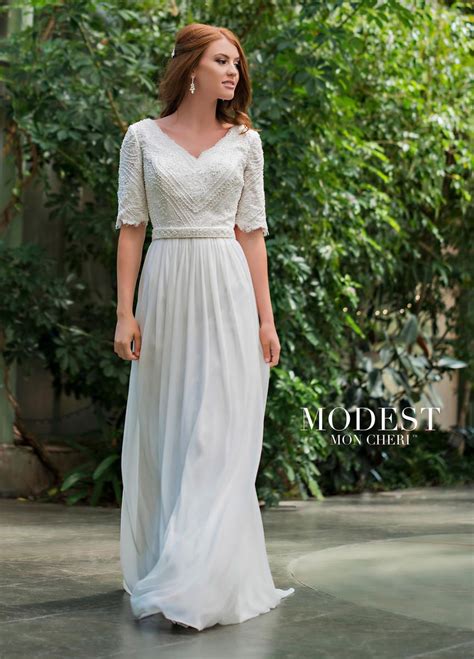 French Novelty Modest By Mon Cheri Tr11836 Elbow Sleeve Wedding Dress