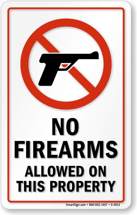 No Firearms Allowed On Property Sign No Weapons Signs Sku S 4913