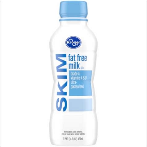 Kroger® Fat Free Skim Milk Bottle 1 Pt Smiths Food And Drug