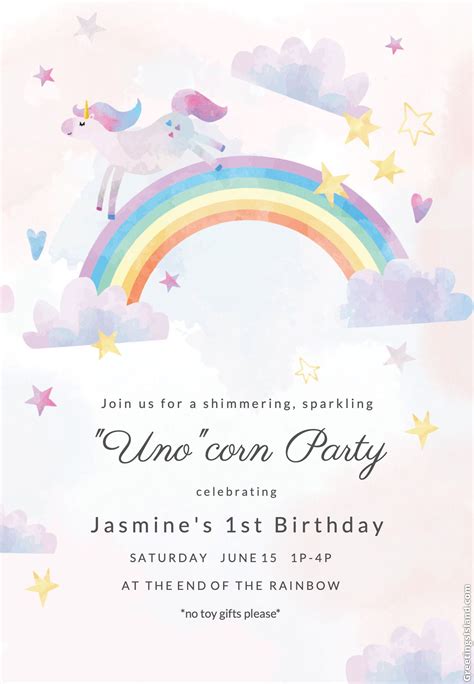 Unicorn Party Invite Template