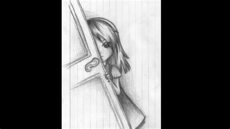 Little Girl Hiding Behind The Door Pencil Sketch Youtube