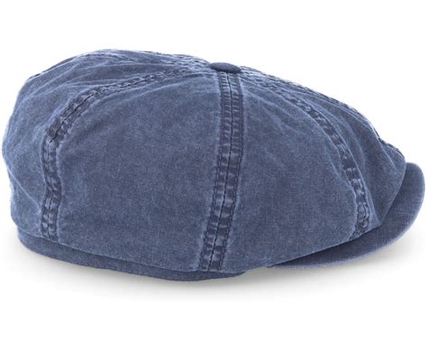 Hatteras Delave Organic Cotton Navy Flat Cap Stetson Caps Hatstore