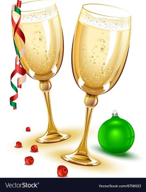 Two Glasses Of Champagne New Year Eve Royalty Free Vector