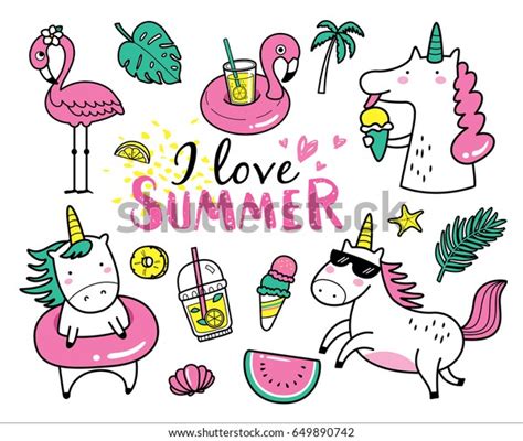 Set Cute Fun Summer Stickers Badges Stock Vector Royalty Free 649890742