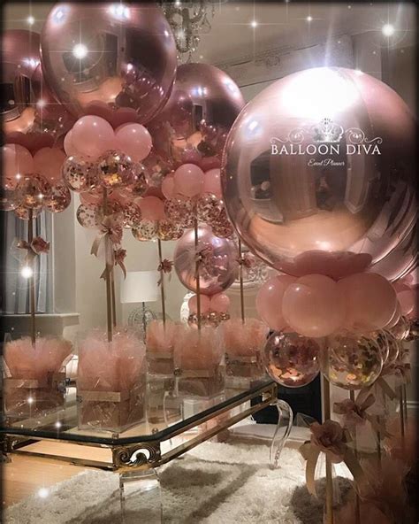 Rose Gold Orb Balloon Table Centerpieces Balloon Centerpieces Balloons