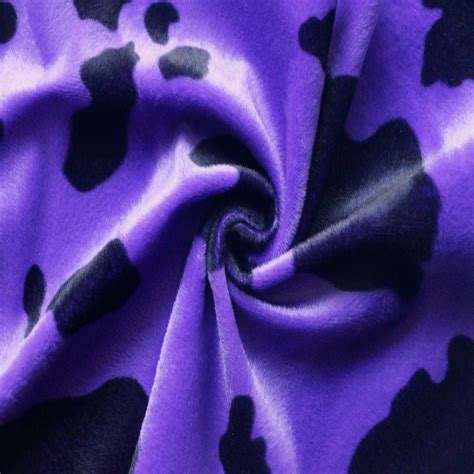 Black Purple Cow Print Velboa Faux Fur Fabric Fashion Fabrics Llc