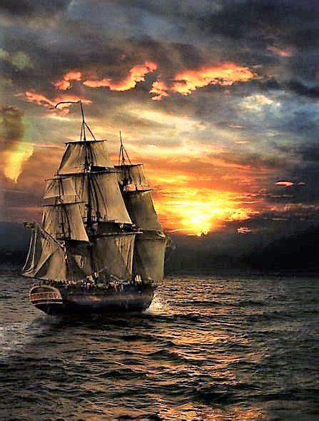 Beautiful Sunset Sailing Ships Old Sailing Ships Ship Paintings