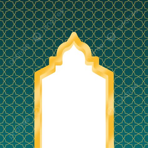 Gambar Ornamen Perbatasan Islami Emas Vektor Twibbon Ramadhan Mubarak