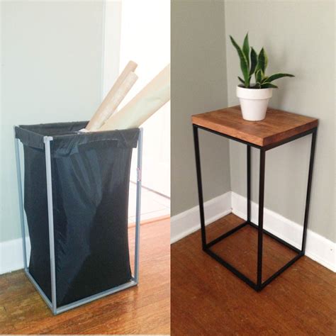 Diy Side Table From Old Ikea Laundry Hamper The Clever