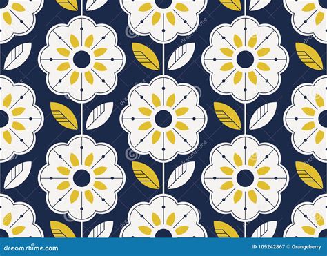 Seamless Floral Pattern In Scandinavian Style Stock Vector