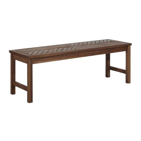 Pack flat the slats of wood to build the chevron or herringbone style seat of the bench and then finish it up with a lovely wooden base that is quick to build also. 53" Acacia Outdoor Wood Chevron Dining Bench - Dark Brown