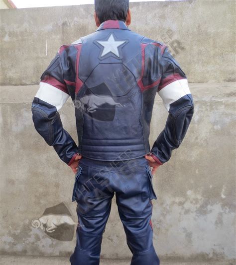 Captain America Motorbike Full Leather Jacket Avengers 2 Captain