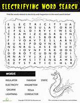 Pictures of Electricity Word Search