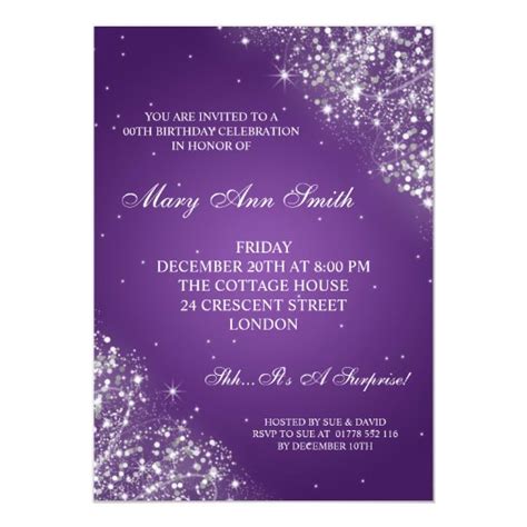 Elegant Birthday Party Sparkling Glitter Purple Invitation