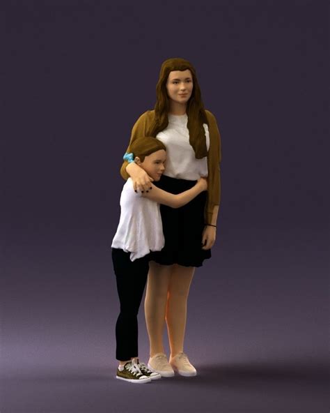 mom with daughter 0600 3d model cgtrader