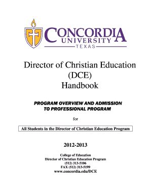 Fillable Online concordia concordia dce handbook form Fax Email Print ...
