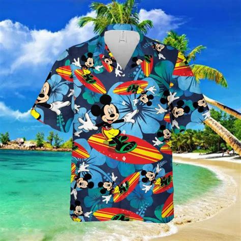 Mickey Mouse Hawaiian Shirthawaii Beach Shirtsummer Hawaiian Etsy