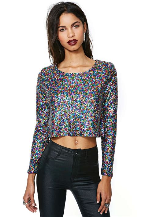 Nasty Gal Minkpink Glamour Glitter Top In Multicolor Multi Lyst
