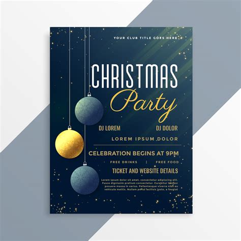 Christmas Party Flyer Invitation Template With Hanging Balls Download