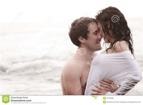 Young Beautiful Couple Sharing An Intimate Moment Stock