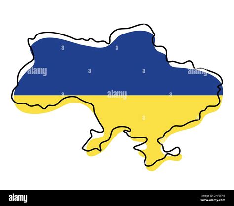 Stylized Outline Map Of Ukraine With National Flag Icon Flag Color Map