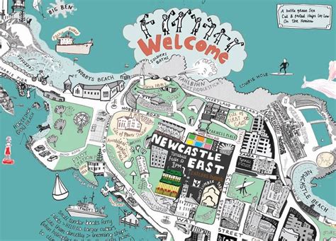 Detail From Newcastle Map Nsw By Liz Anelli Newcastle Map