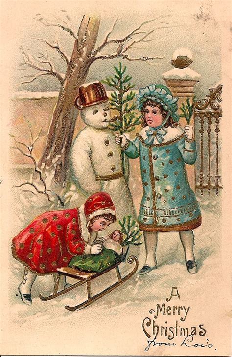 Vintage Snowman Postcard Vintage Christmas Cards Antique Christmas