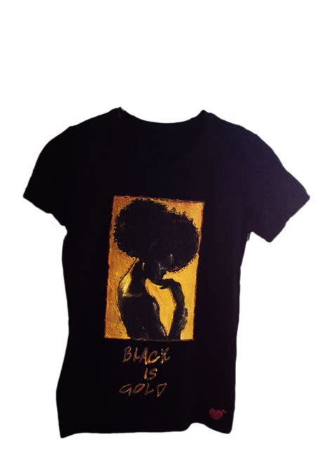 Afro T Shirt Afrocentric T Shirt Black Is Gold Painted 3d African