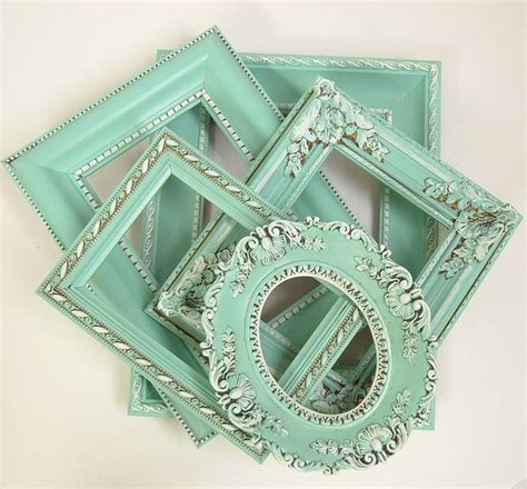 Shabby Chic Frames Pastel Mint Green Picture Frame Set Ornate