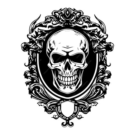 Premium Vector Detailed Skull Emblem In Black And White