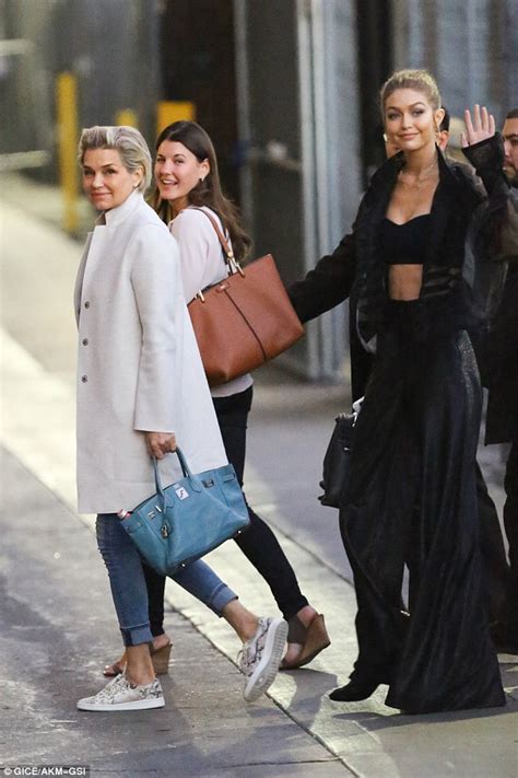 Gigi Hadid Arrives With Her Mother Yolanda To Jimmy Kimmel Show Daily