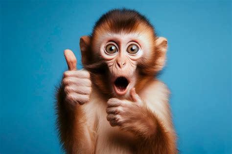 Premium Ai Image Photo Of A Surprised Monkey Giving Thumb Up On Solid