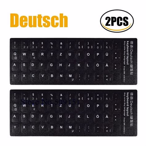 2 Pcslot German Keyboard Sticker Alphabet For Laptop Desktop Keyboards