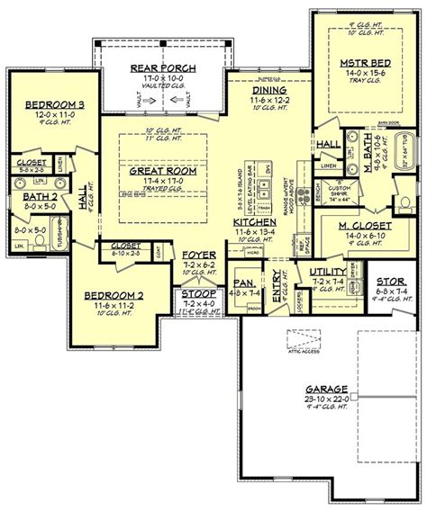 Traditional Style House Plan 56709 With 3 Bed 2 Bath 2 Car Garage