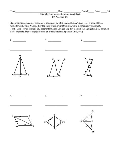 Since all 6 parts of the triangle are congruent, we can say that both triangles are exactly the same. Triangle Congruence Worksheet | db-excel.com