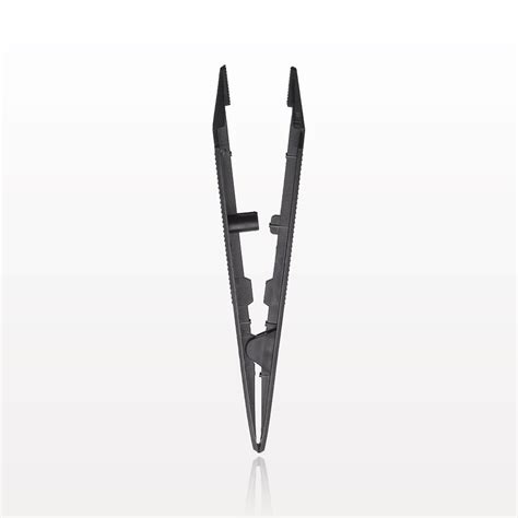 Flat Pointed Tips Forceps Black 15004 Qosina