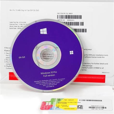 Buy Windows 10 Professional Dvd 64 Bit Oem New Pro English Full