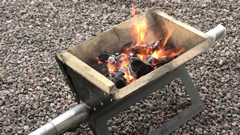 First Fire In The Diy Charcoal Forge Youtube