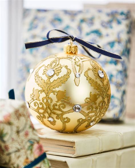 Gold Matte Glass Ball Christmas Ornament With Gold Deco Neiman Marcus