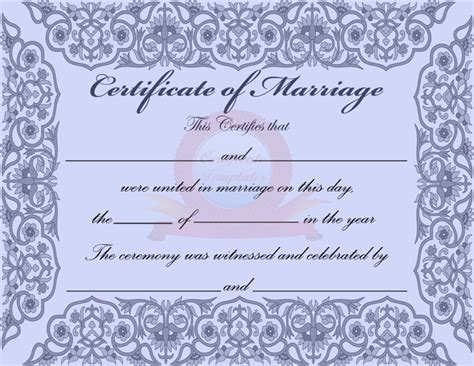 Blank Marriage Certificate Template