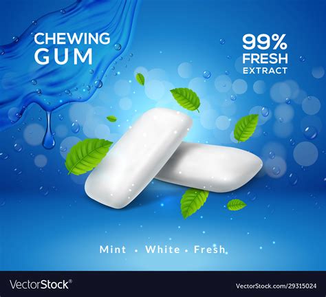Mint Chewing Gum Background Fresh Breath Vector Image