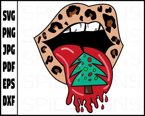 Dripping Tongue Christmas Tree And Lips Dripping Tongue Etsy