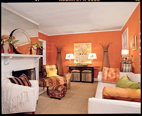 Tangerine Orange Living Room - Southern Living