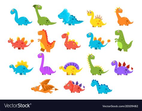Dinosaurs Set Variety Species Of Brightly Colored Vector Image
