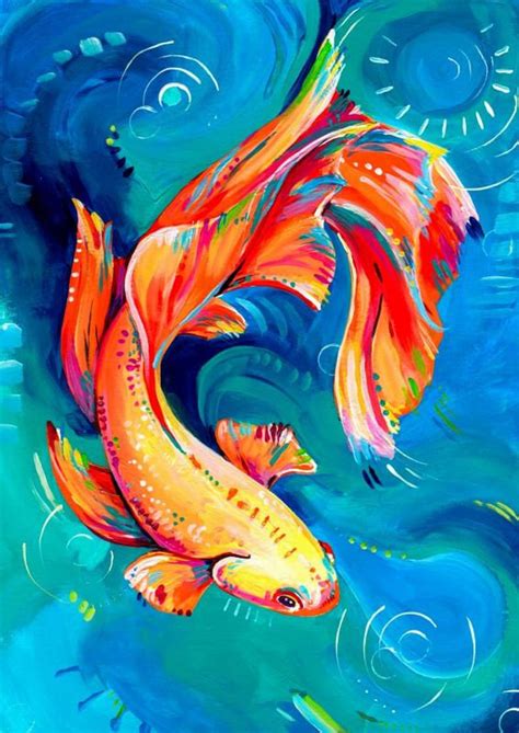 Betta Fish Art Print Fighting Fish Colorful Tropical Etsy In