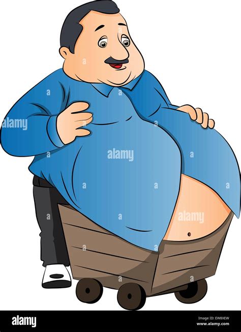 Vector Illustration Of An Obese Man Carrying His Fat Stomach On